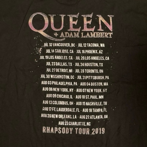 💫 Queen Rhapsody Tour Adam Lambert 2019 T-shirt Size 2XL - Picture 3 of 10
